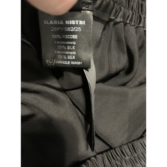 Ilaria Nistri Wide Leg Pants Size 26 Black Silk Trim Drop Crotch Edgy Grunge - Picture 10 of 12